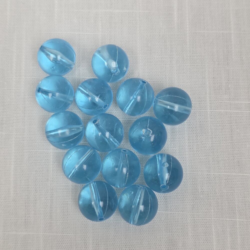 Blue Round Translucent Beads Loose Jewelry Making Craft Supplies Lot of 14